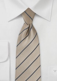 Krawatte Business-Linien sandfarben dunkelgrau