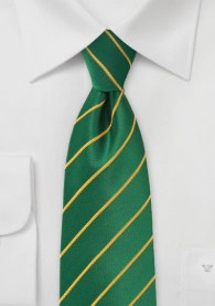 Krawatte Business-Streifen edelgrün goldgelb