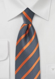 Krawatte Streifenmuster dunkelgrau orange