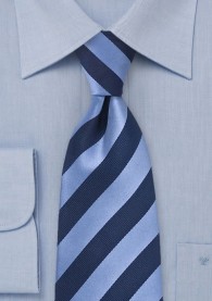 Clip-Krawatte navy hellblau Streifendesign