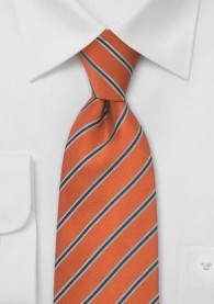 XXL-Krawatte Streifen-Muster kupfer teerschwarz