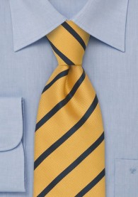 XXL-Krawatte Linien-Dessin goldgelb marineblau