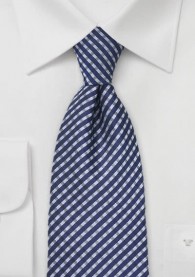 Krawatte Überlänge ultramarinblau Karo-Design