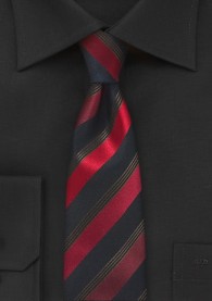 Krawatte schmal Streifen schwarz rot