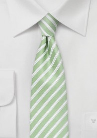 Krawatte schmal  Streifen staubgrün perlweiß