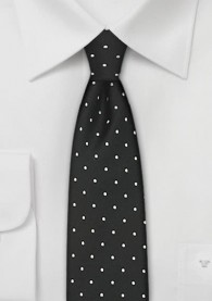 Schmale Krawatte Pünktchen silber schwarz