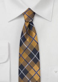 Schmale Krawatte Karo-Design orange
