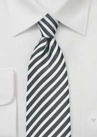 Krawatte Business-Streifen tintenschwarz perlgrau