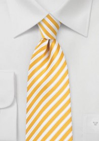 Krawatte Business-Streifen goldgelb perlweiß