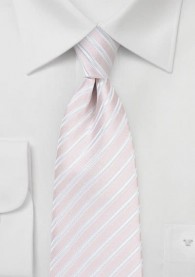Krawatte Business-Streifen hellrosa perlweiß