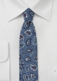 Krawatte Wolle Paisleys ultramarinblau