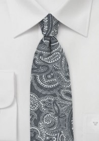 Paisley-Motiv-Krawatte anthrazit Baumwolle