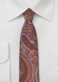 Schmale Krawatte Paisley-Motiv kirschrot