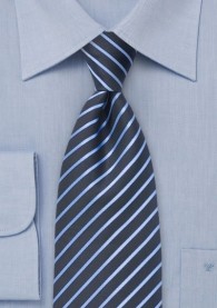 Streifenmuster-Krawatte überlang navy hellblau