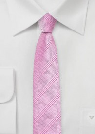 Krawatte schmal geformt Karo-Struktur pink