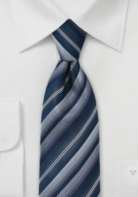 Sicherheits-Krawatte Streifen silbergrau nachtblau