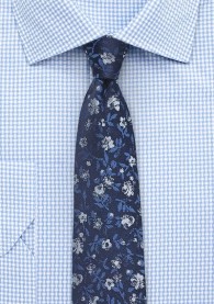 Krawatte schmal geformt nachtblau Blumen