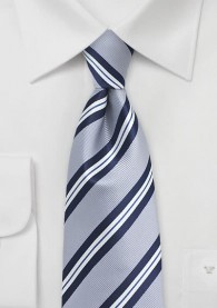 Krawatte gestreift silbergrau schwarzblau