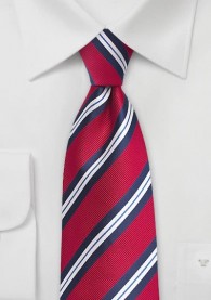 Krawatte gestreift mittelrot marineblau