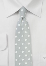 Krawatte grob gepunktet silbergrau perlweiß