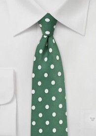 Krawatte grob gepunktet tannengrün perlweiß