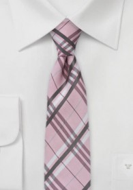 Krawatte schmal Karo-Design rosa
