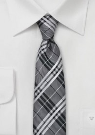 Krawatte schlank Karo-Design grau