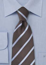 Kinder-Krawatte Streifenmuster mokkabraun