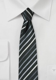 Krawatte schmal geformt Streifen silbergrau
