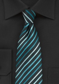 Clip-Krawatte Streifendesign schwarz türkis