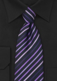 Clip-Krawatte Streifenmuster schwarz lila