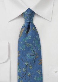 Krawatte Wolle rauchblau Ranken-Muster