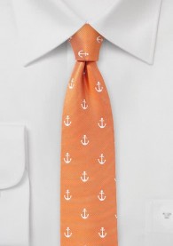 Krawatte schmal Anker-Muster orange