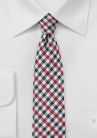 Krawatte Vichy-Karo navy rot altweiß