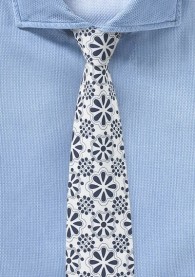 Moderne Baumwoll-Krawatte schneeweiß/marineblau