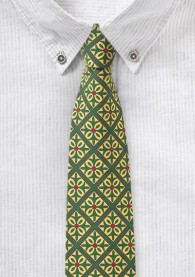 Smaragdgrüne Krawatte mit Kachel-Dekor