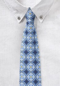 Eisblaue Krawatte mit Talavera-Ornament-Dessin
