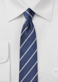 Krawatte schlank Streifen navy weiß