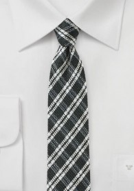 Krawatte kariert schwarz weiß mit Wolle