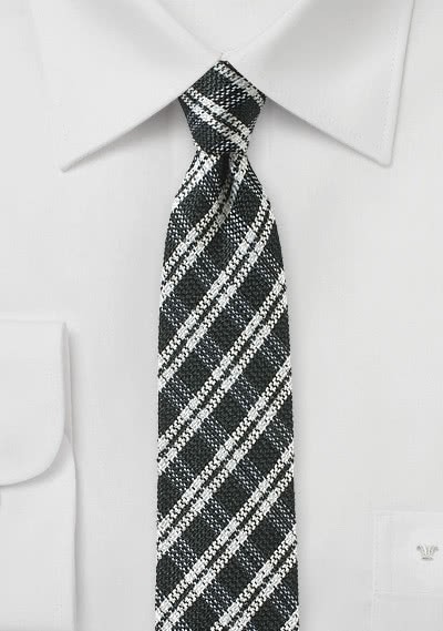 Krawatte kariert schwarz weiß mit Wolle