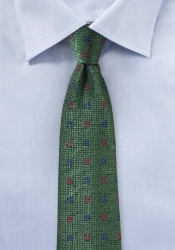 Krawatte strukturiert Kästchen-Dessin edelgrün
