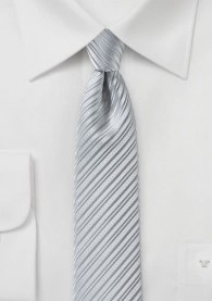 Krawatte schlank Streifen-Struktur silber