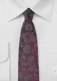 Blümchenmuster-Krawatte dunkelrot