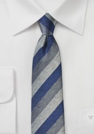 Krawatte Streifen royalblau weiß silber