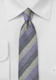 Krawatte Linien anthrazit silber flieder