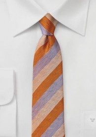 Krawatte Linien orange zartviolett perlweiß