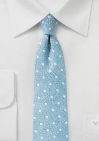 Krawatte mit Leinen punktgemustert taubenblau