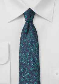 Krawatte Ranken-Muster petrol marineblau
