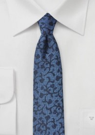 Krawatte Ranken-Pattern hellblau navyblau