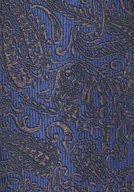 Stylische Krawatte Paisley ultramarinblau dunkelbraun
